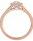 Inel de Logodnă Trio cu Diamante Naturale Halo Pavé de 0.87 ct din 18k Aur Roz - Castelo.ro