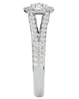 Inel de Logodnă Trio cu Moissanite Halo Pavé de 0.87 ct din Platina - Castelo.ro