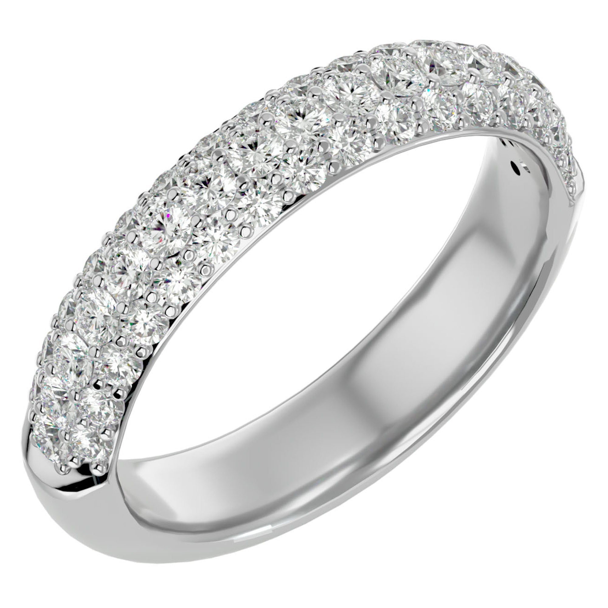 Inel Triplu Micro Pavé cu Moissanite de 0.90 ct din Platina - Castelo.ro