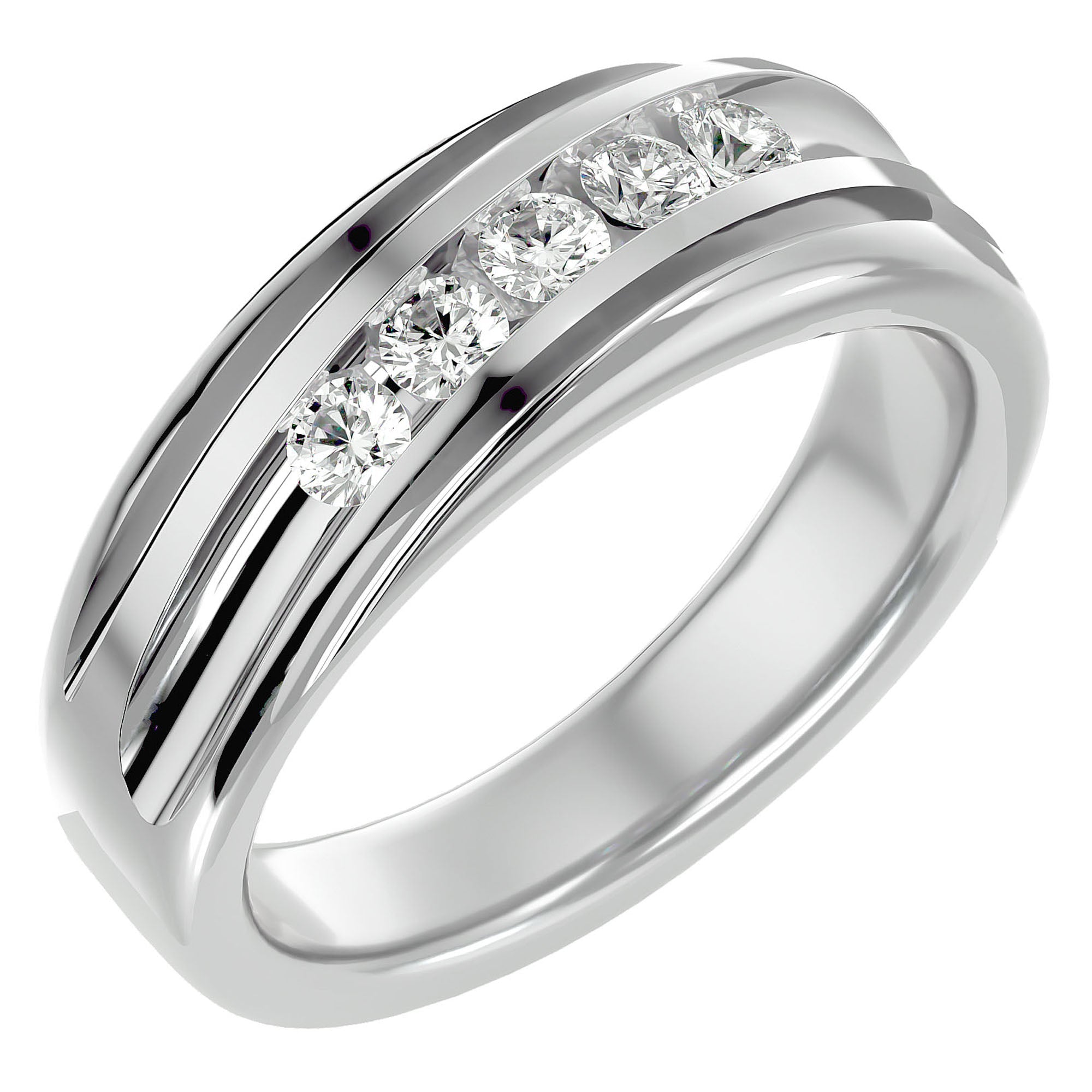 Verighetă Regală din Aur 14k cu Moissanite de 0.51 ct din 14k Aur Alb - Castelo.ro