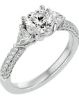 Inel de Logodnă din Aur 14k cu Trei Diamante Create în Laborator Pavè de 1.63 ct din 14k Aur Alb - Castelo.ro