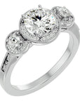 Inel de Logodnă Vintage din Aur 14k Cu Trei Diamante Naturale de 1.43 ct din 14k Aur Alb - Castelo.ro