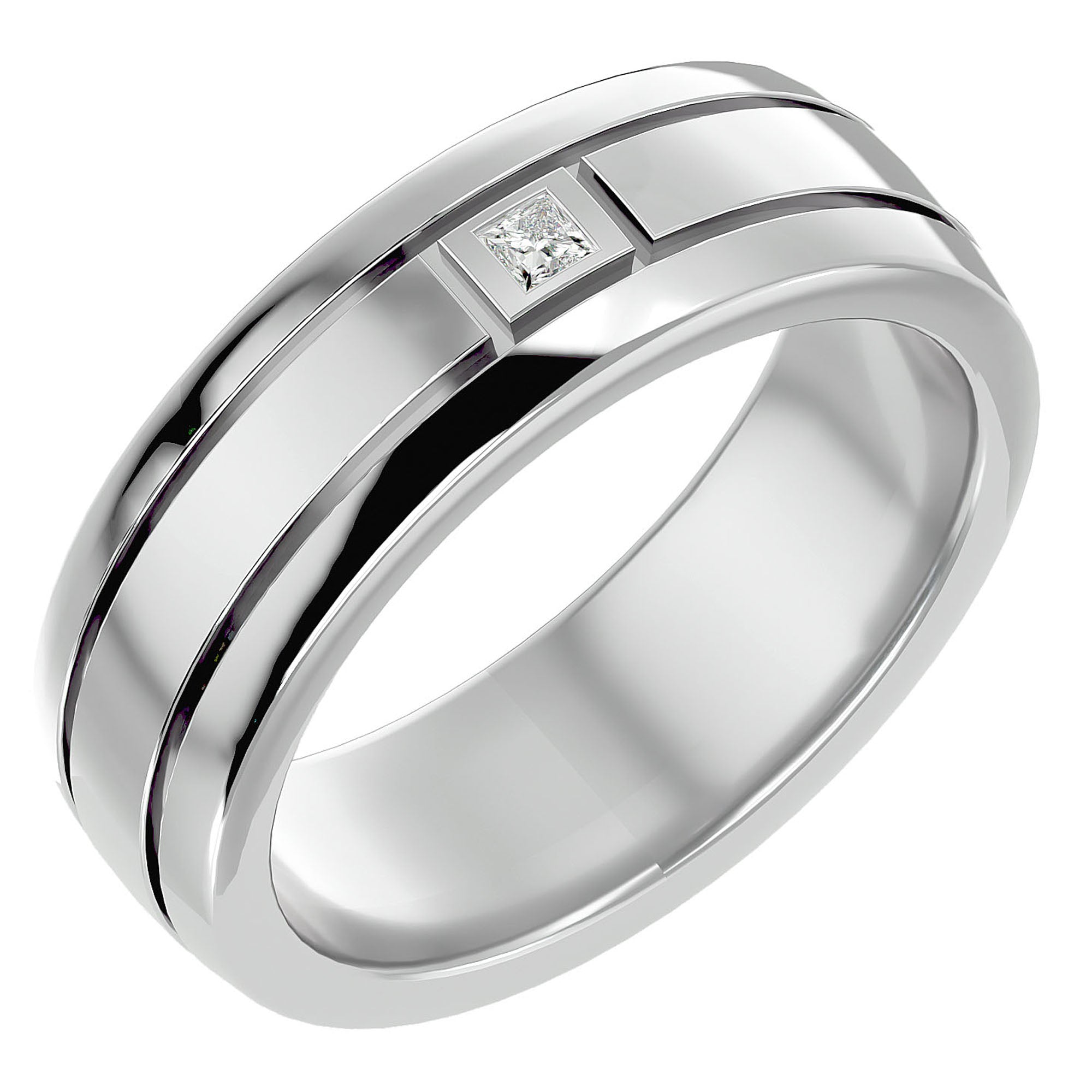 Verighetă Aurora din Aur 14k cu Diamant Natural de 0.06 ct din 14k Aur Alb - Castelo.ro