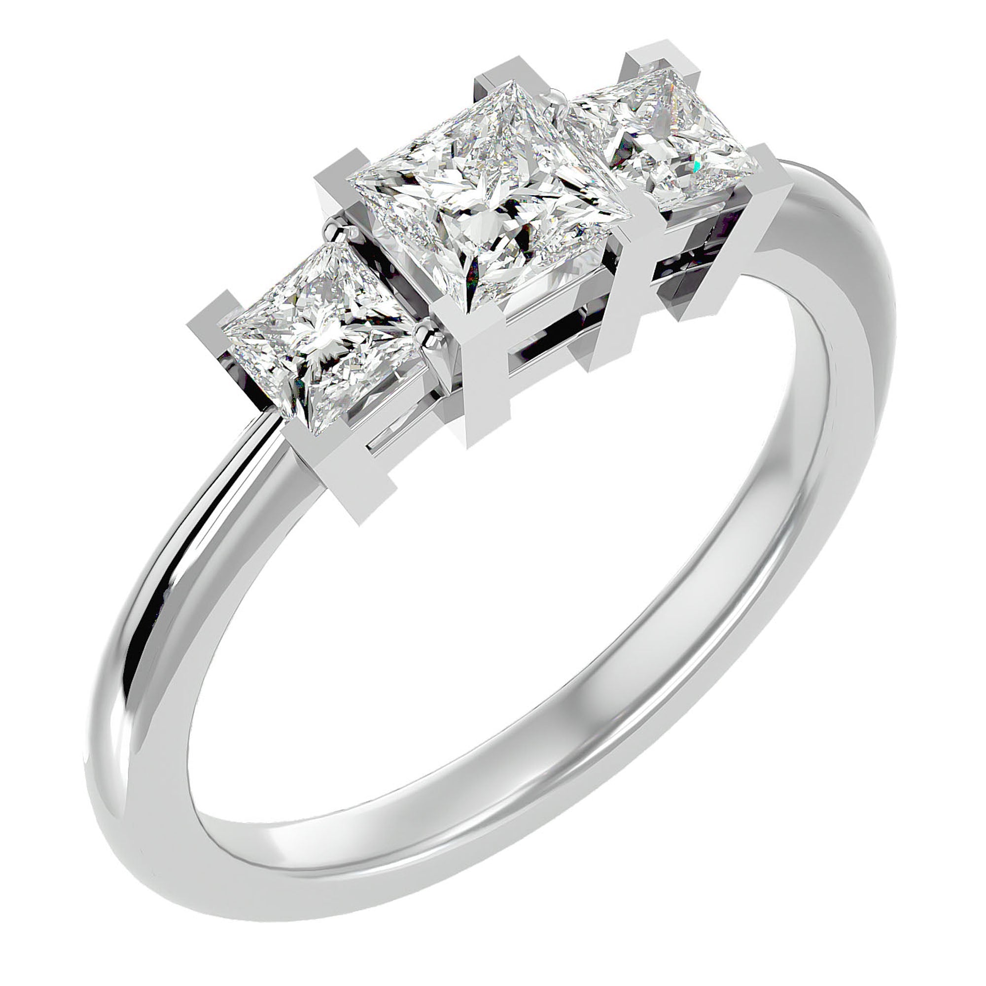 Inel de Logodnă Cu Trei Moissanite Tăietură Prințesă de 1.32 ct din Platina - Castelo.ro