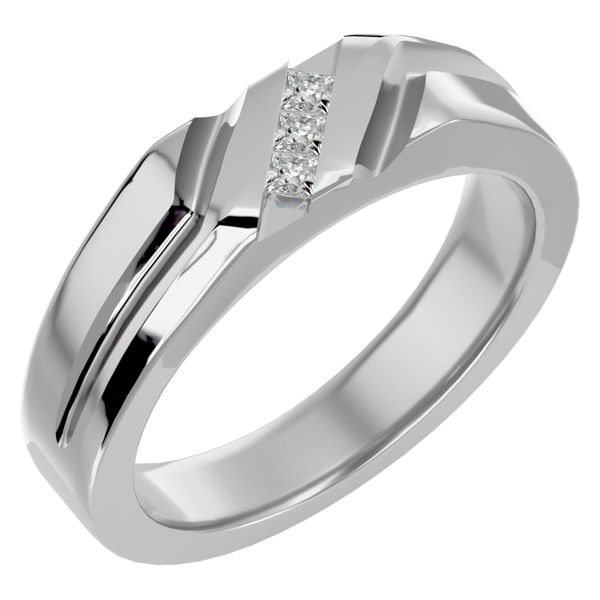 Verighetă cu Tăietură si Moissanite de 0.18 ct din Platina - Castelo.ro