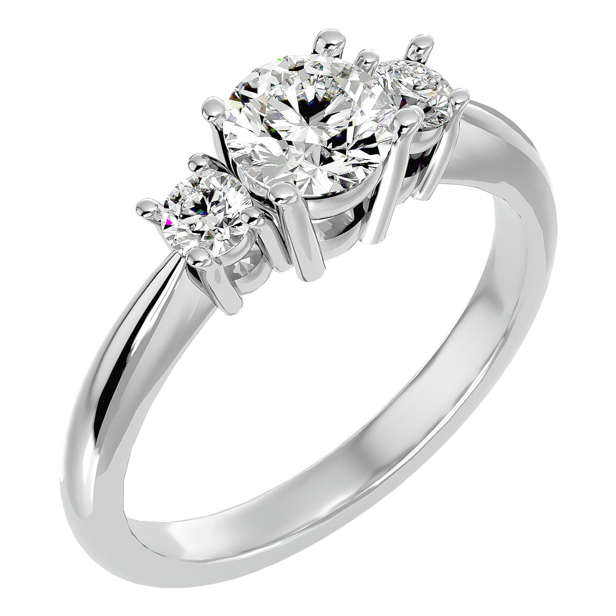 Inel de Logodnă cu Trei Diamante Naturale Pavè de 1.18 ct din Platina - Castelo.ro