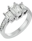 Inel de Logodnă din Aur 14k Trei Diamante Naturale de 2.46 ct din 14k Aur Alb - Castelo.ro