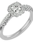 Inel de Logodnă Fleur Pavé cu Moissanite de 0.94 ct din Platina - Castelo.ro