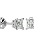 Cercei Stud Montură Prințesă din Aur 14k cu Diamant Natural de 1 ct din 14k Aur Alb - Castelo.ro