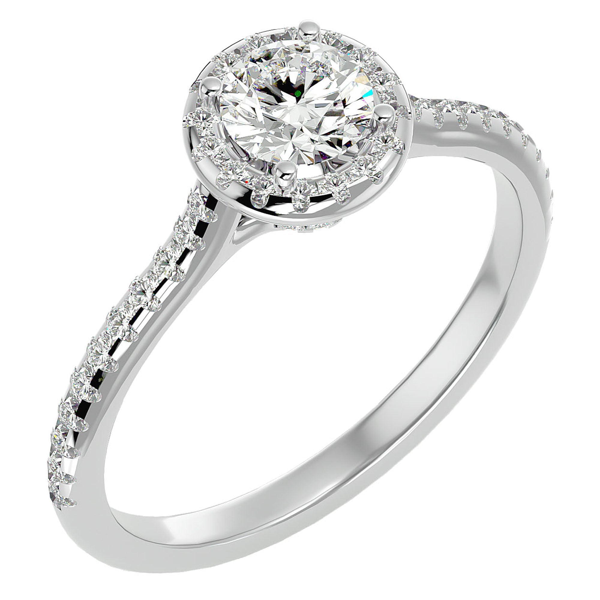 Inel de Logodnă Talisman cu Moissanite Halo Pavé de 0.89 ct din Platina - Castelo.ro
