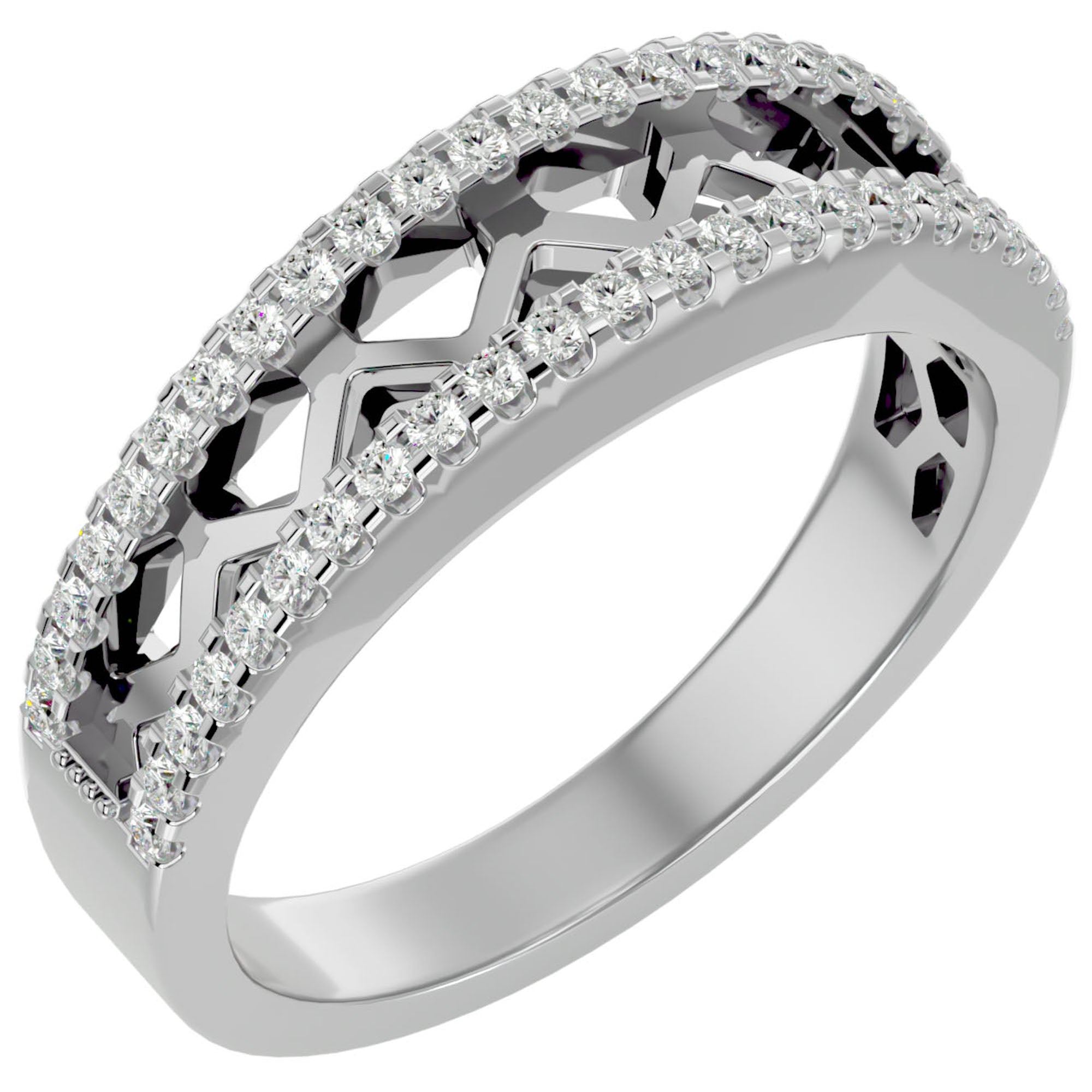 Inel Diademă din Aur 14k cu Diamante Naturale în Montură Clasică de 0.30 ct din 14k Aur Alb - Castelo.ro