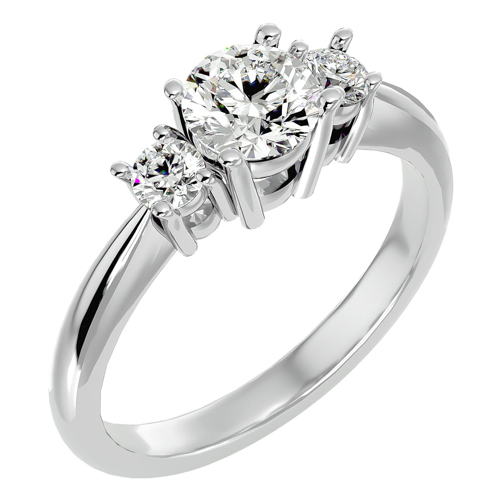 Inel de Logodnă din Aur 14k cu Trei Moissanite Pavè de 1.18 ct din 14k Aur Alb - Castelo.ro