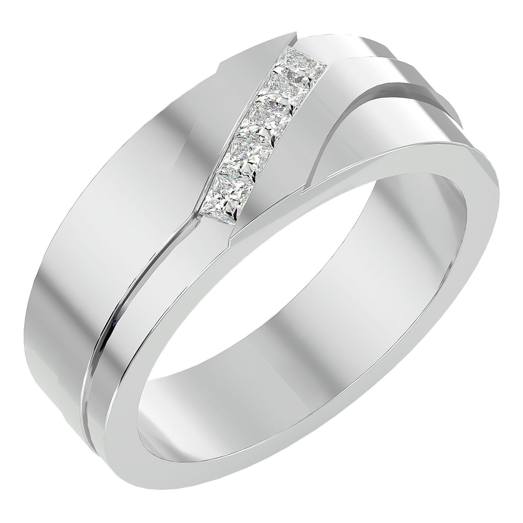Verighetă Prestigiu din Aur 14k cu Diamante Naturale de 0.36 ct din 14k Aur Alb - Castelo.ro
