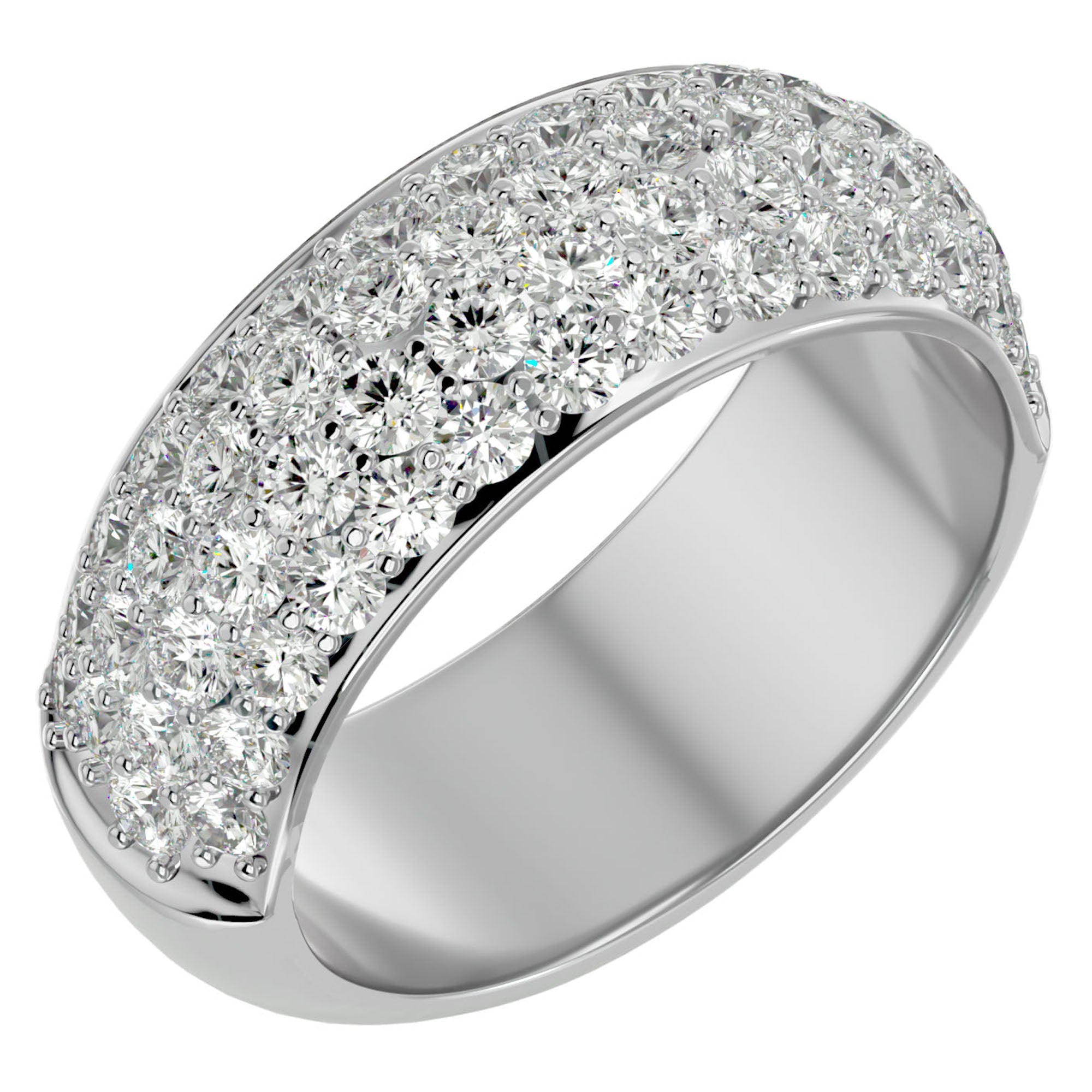 Inel Nupțial Pavé din Aur 14k cu Diamante Naturale de 1.87 ct din 14k Aur Alb - Castelo.ro