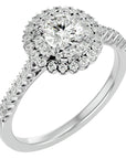 Inel de Logodnă din Aur 14k cu Diamante Naturale Brilliant Duo Halo Pavé de 0.86 ct din 14k Aur Alb - Castelo.ro