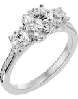 Inel de Logodnă cu Trei Diamante Naturale Solitaire Pavè de 1.80 ct din Platina - Castelo.ro
