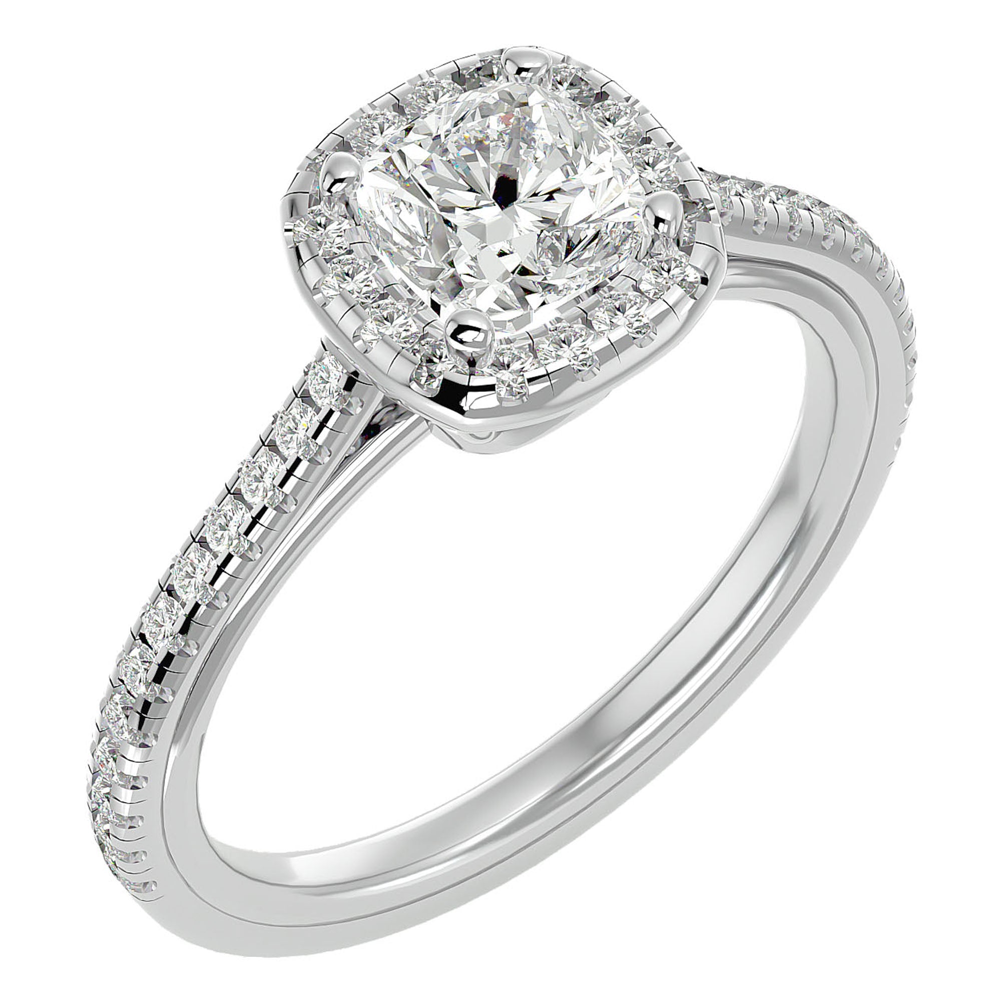Inel de Logodnă Halo Pavé cu Diamante Create în Laborator de 1.79 ct din Platina - Castelo.ro