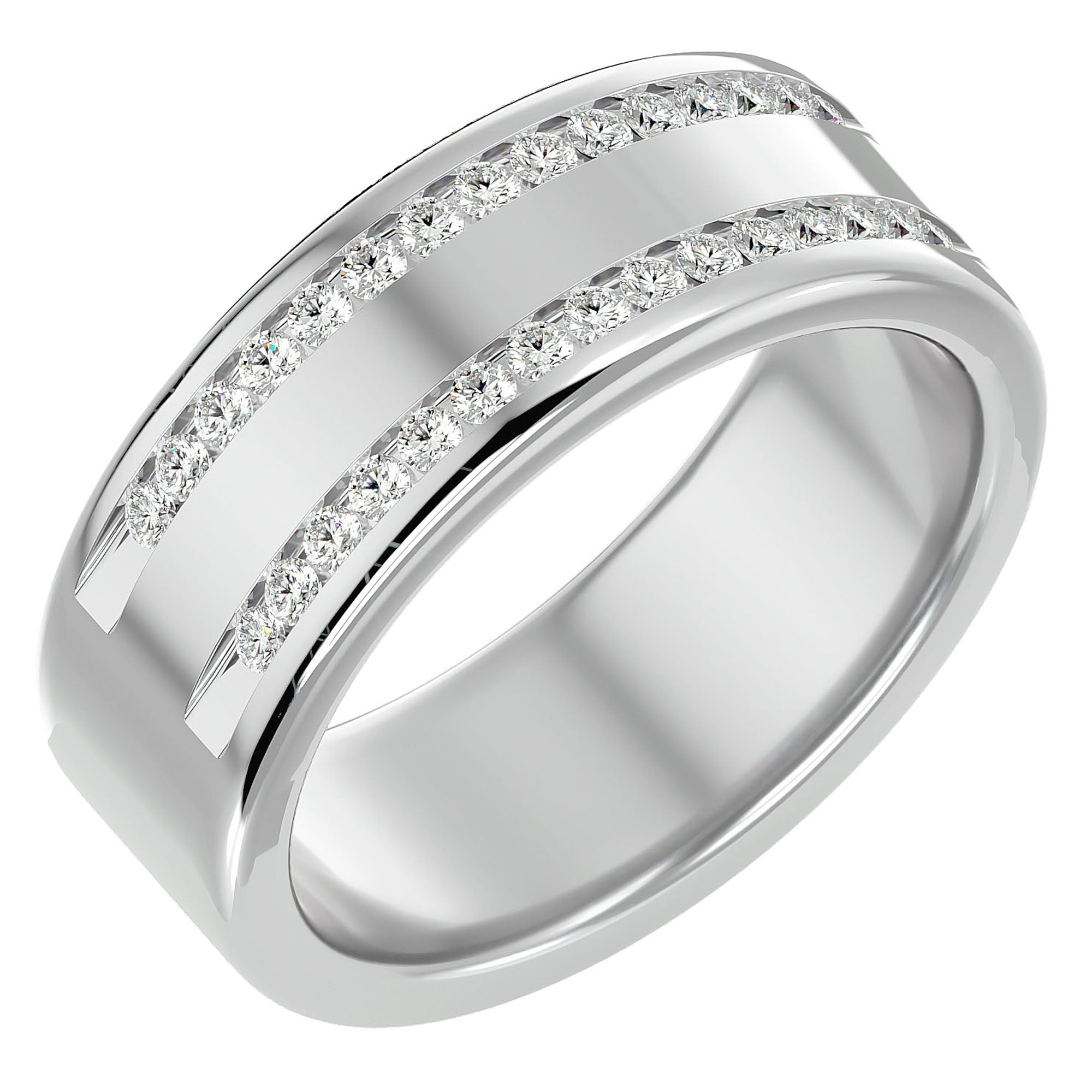 Verighetă Solène din Aur 14k Cu Două Rânduri De Diamante Naturale de 0.46 ct din 14k Aur Alb - Castelo.ro