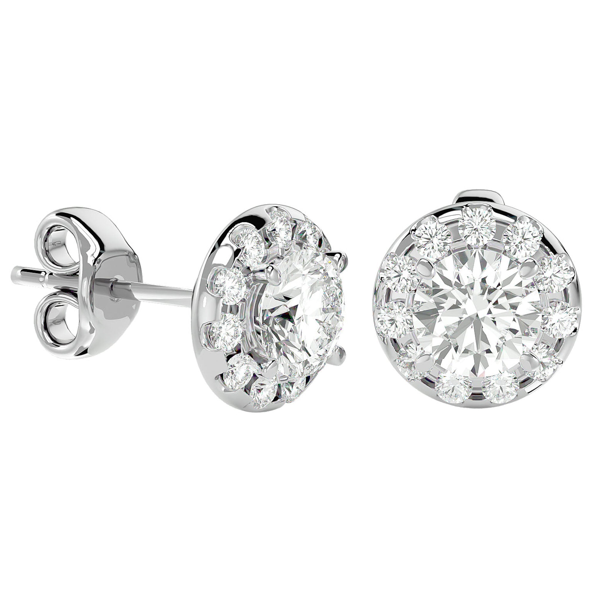 Cercei din Aur 14k Cu Moissanite Stud de 1.06 ct din 14k Aur Alb - Castelo.ro