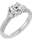 Inel de Logodnă din Aur 14k cu Trei Moissanite Pavè de 1.63 ct din 14k Aur Alb - Castelo.ro
