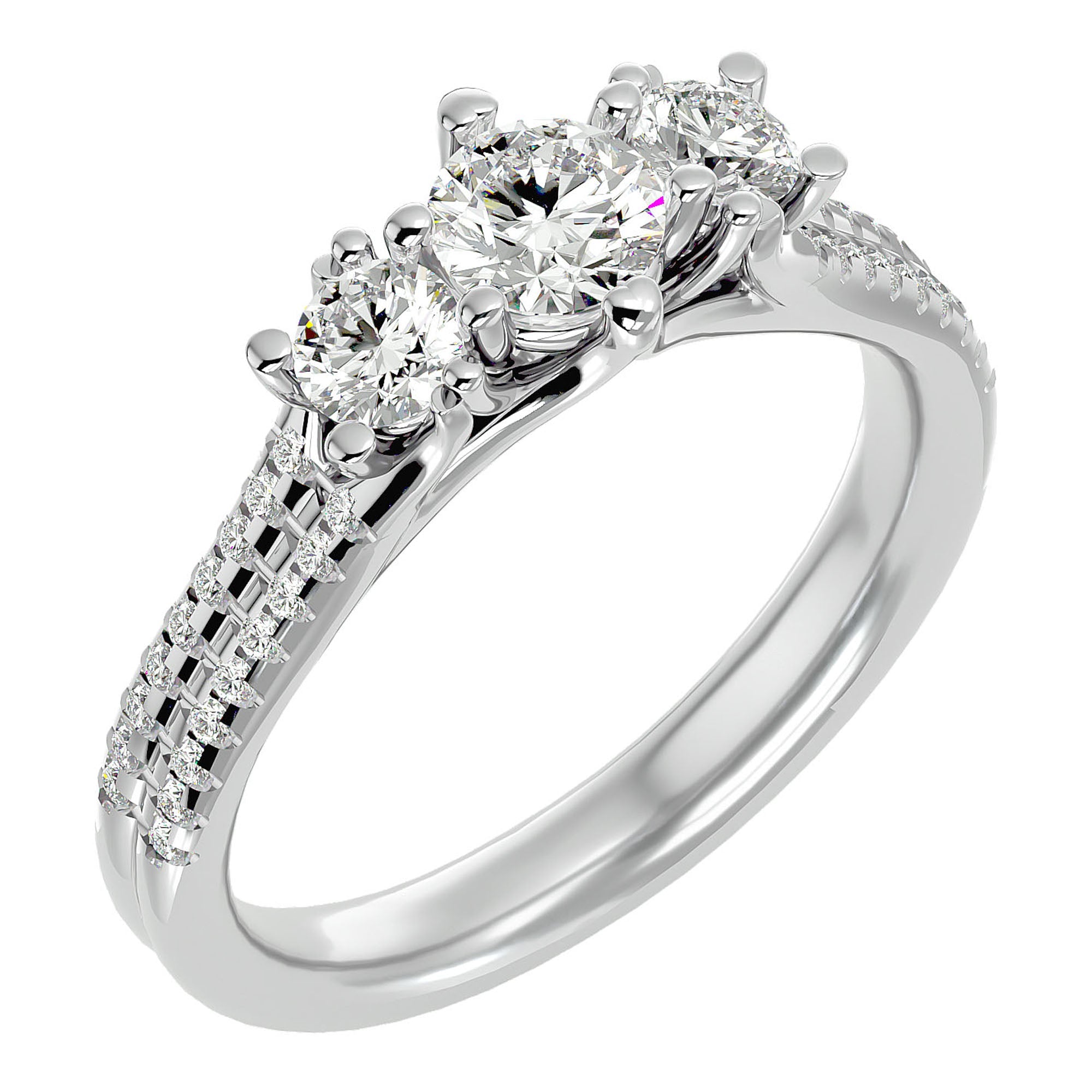 Inel de Logodnă Solitaire Pavè cu Moissanite de 0.90 ct din Platina - Castelo.ro