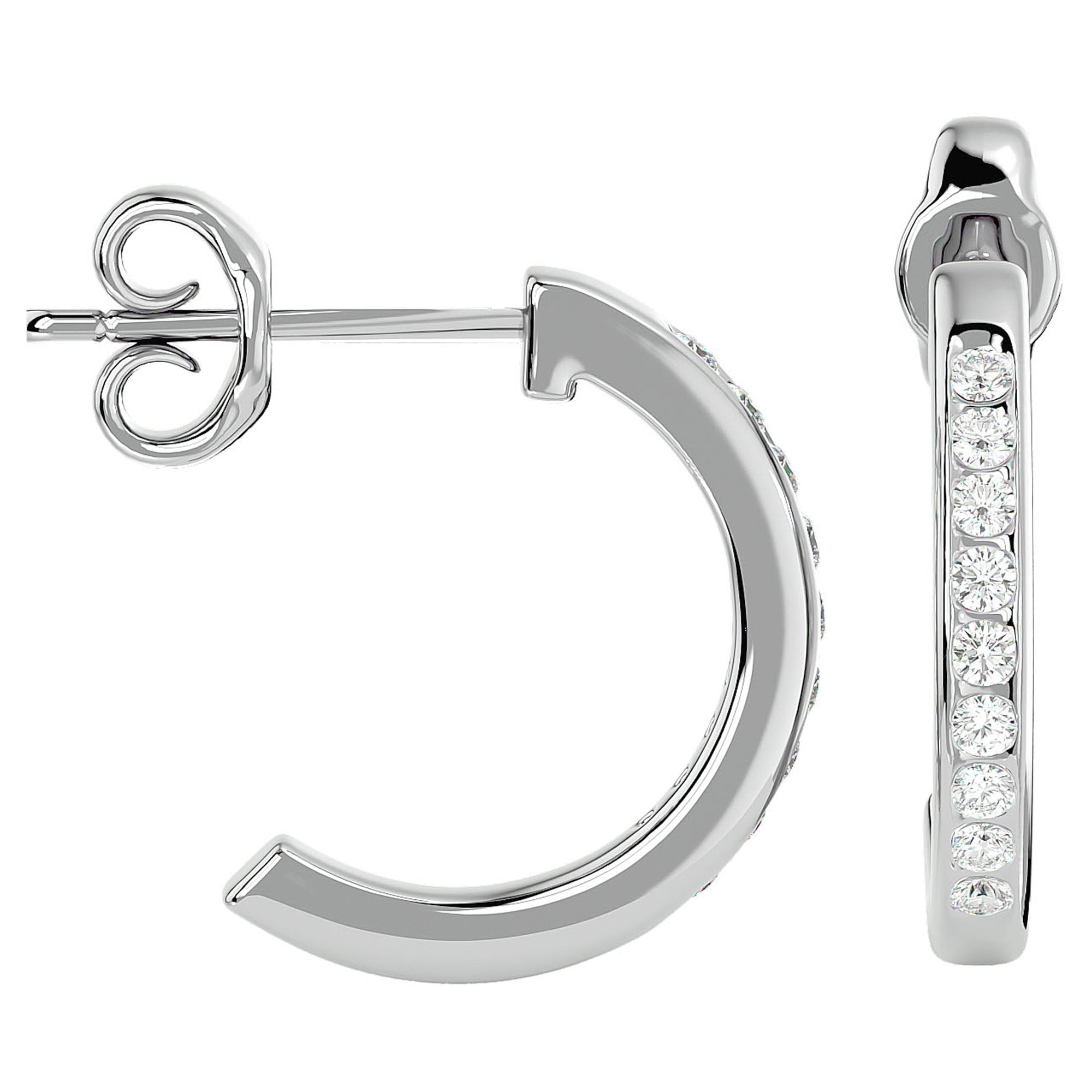 Cercei Hoop Vals din Aur 14k cu Moissanite de 0.92 ct din 14k Aur Alb - Castelo.ro