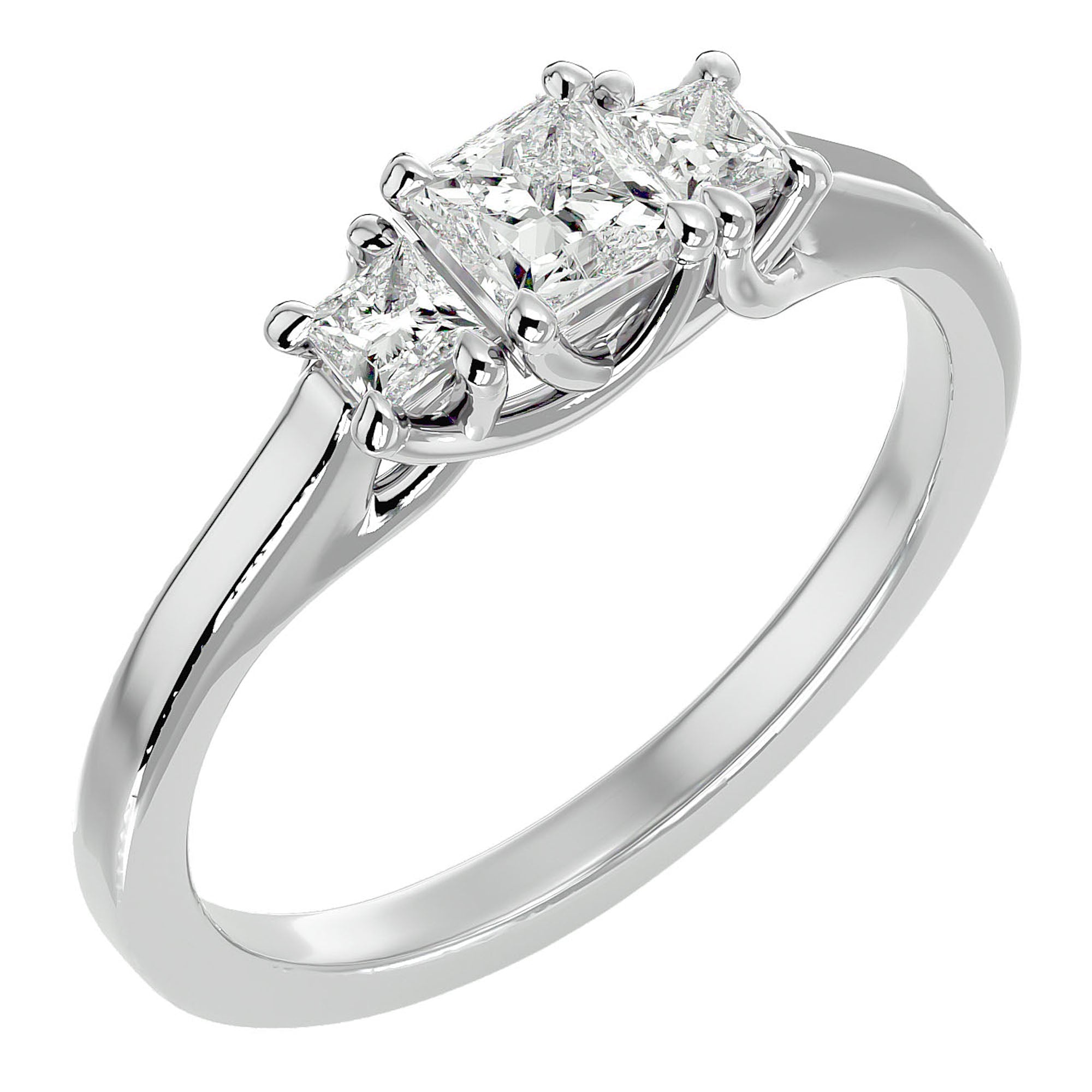 Inel de Logodnă cu Trei Diamante Naturale In Forma De Prințesă de 0.59 ct din Platina - Castelo.ro