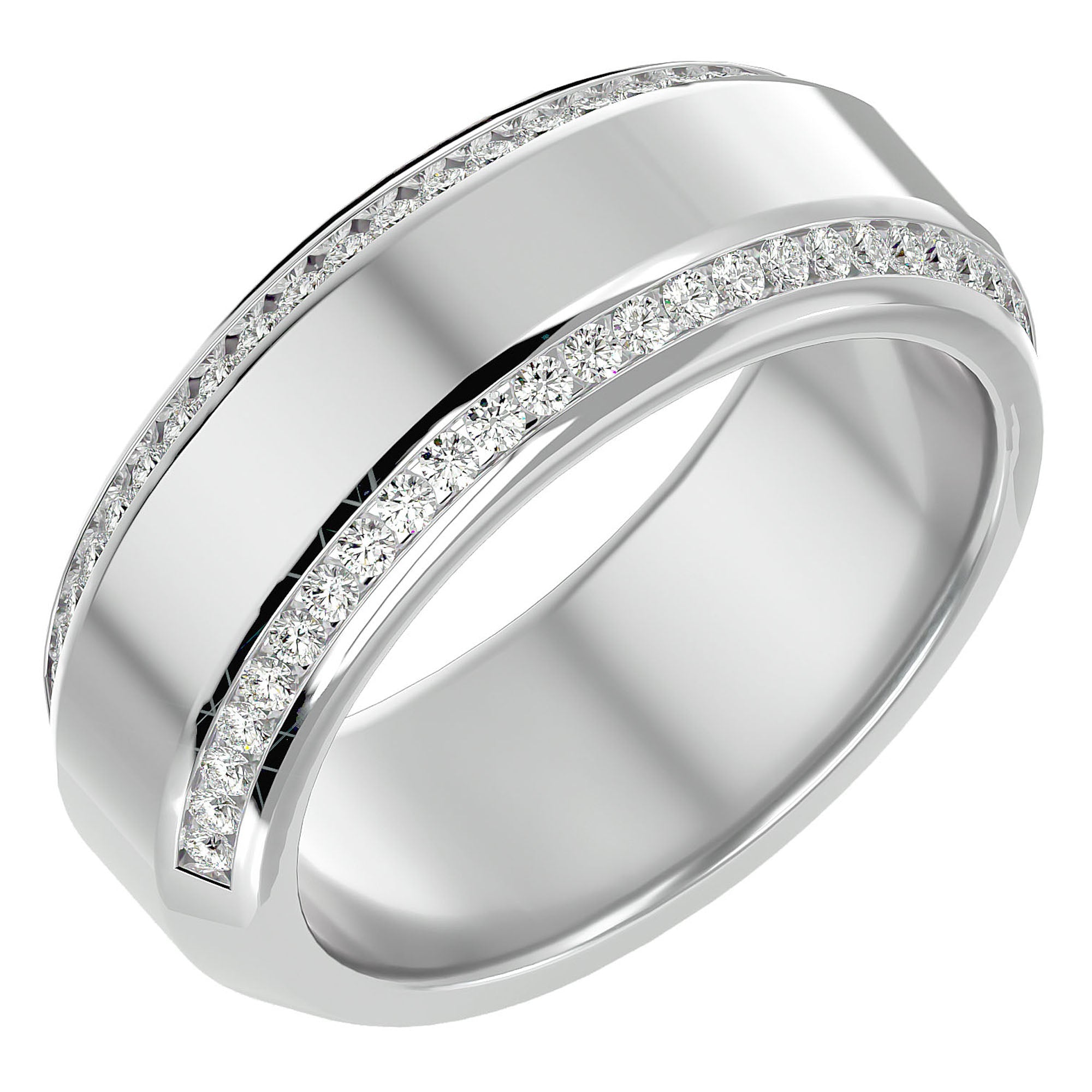 Verighetă din Aur 14k cu Bandă De Diamante Naturale de 0.53 ct din 14k Aur Alb - Castelo.ro