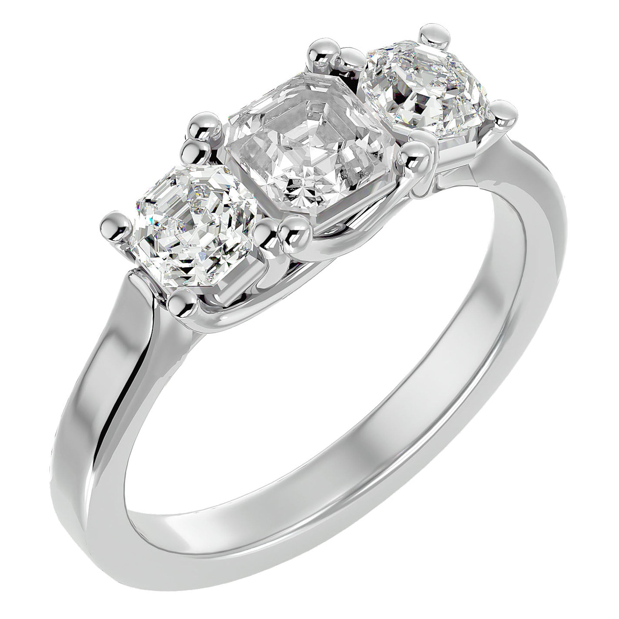 Inel de Logodnă din Aur 14k cu Trei Diamante Naturale de 2.20 ct din 14k Aur Alb - Castelo.ro