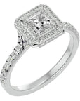 Inel Tăietură Princess Si Cadru Halo cu Diamante Naturale de 0.95 ct din Platina - Castelo.ro