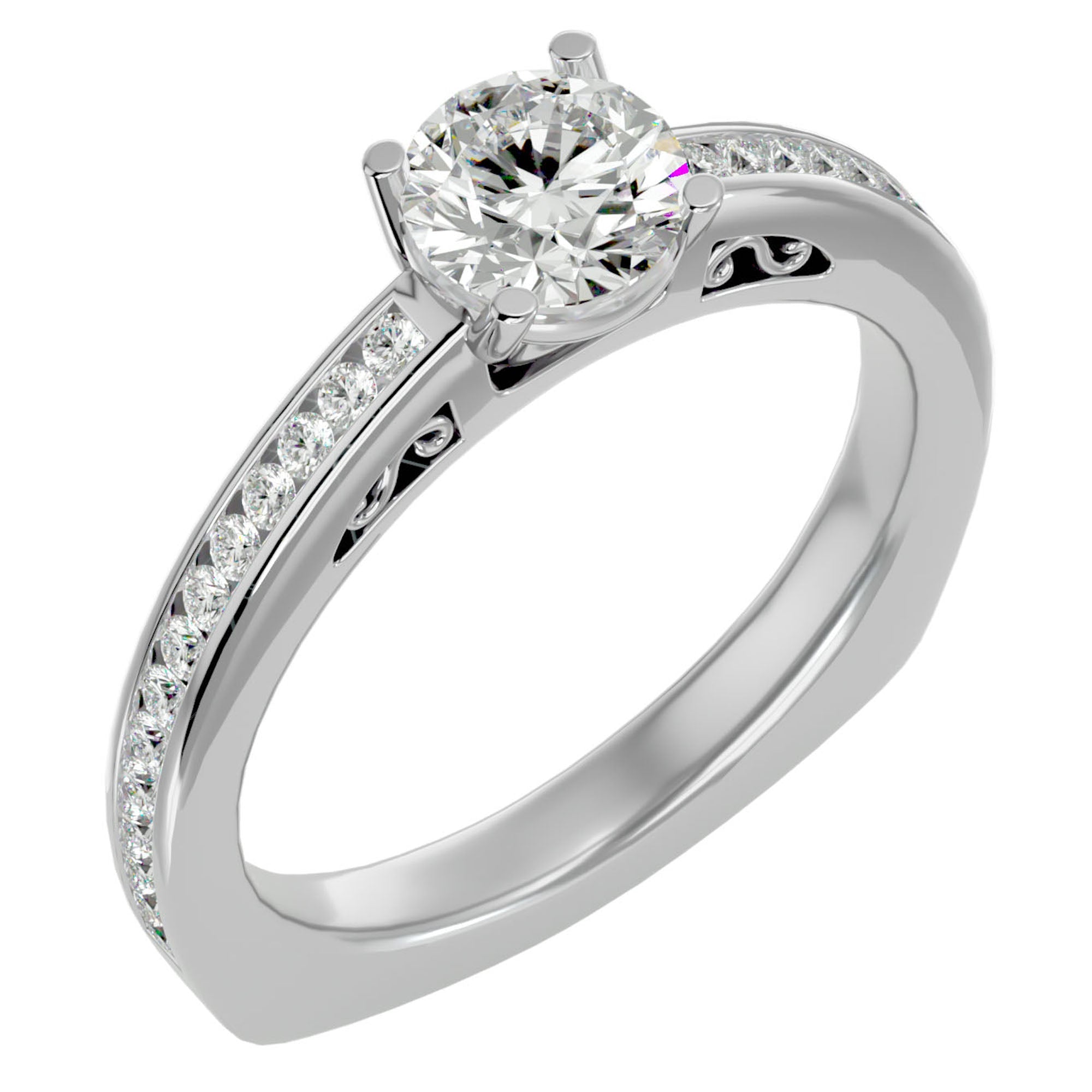 Inel de Logodnă Bastille cu Moissanite de 1.27 ct din Platina - Castelo.ro