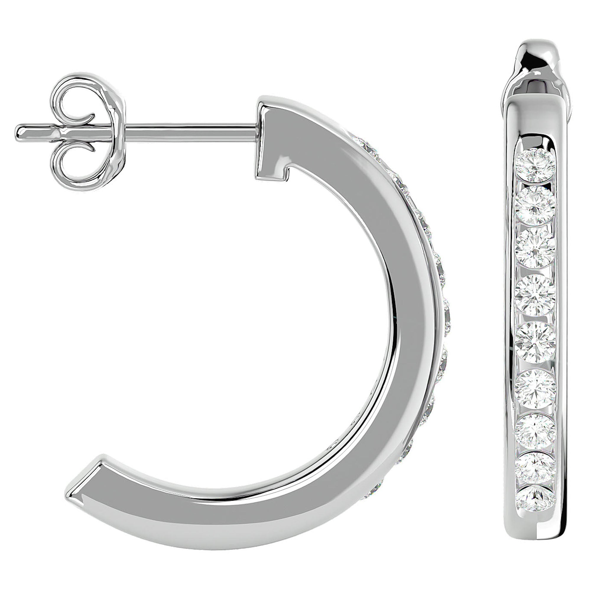 Cercei Hoop Nobili din Aur 14k cu Diamante Create în Laborator de 0.46 ct din 14k Aur Alb - Castelo.ro