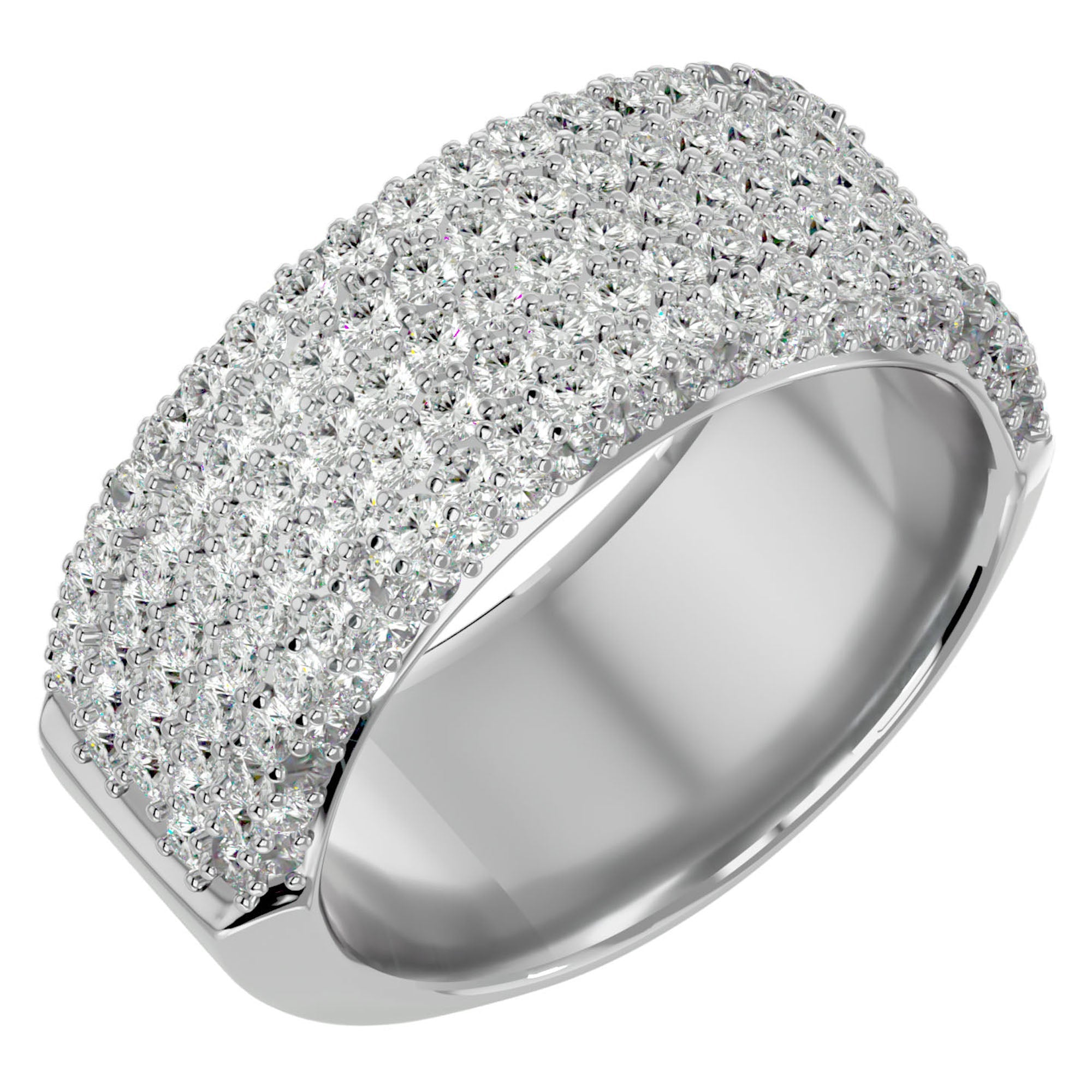 Inel Clasic Pavé din Aur 14k cu Diamante Naturale de 1.93 ct din 14k Aur Alb - Castelo.ro