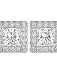 Cercei cu Diamante Naturale In Formă de Prințesă cu Ramă Halo de 2.15 ct din - Castelo.ro