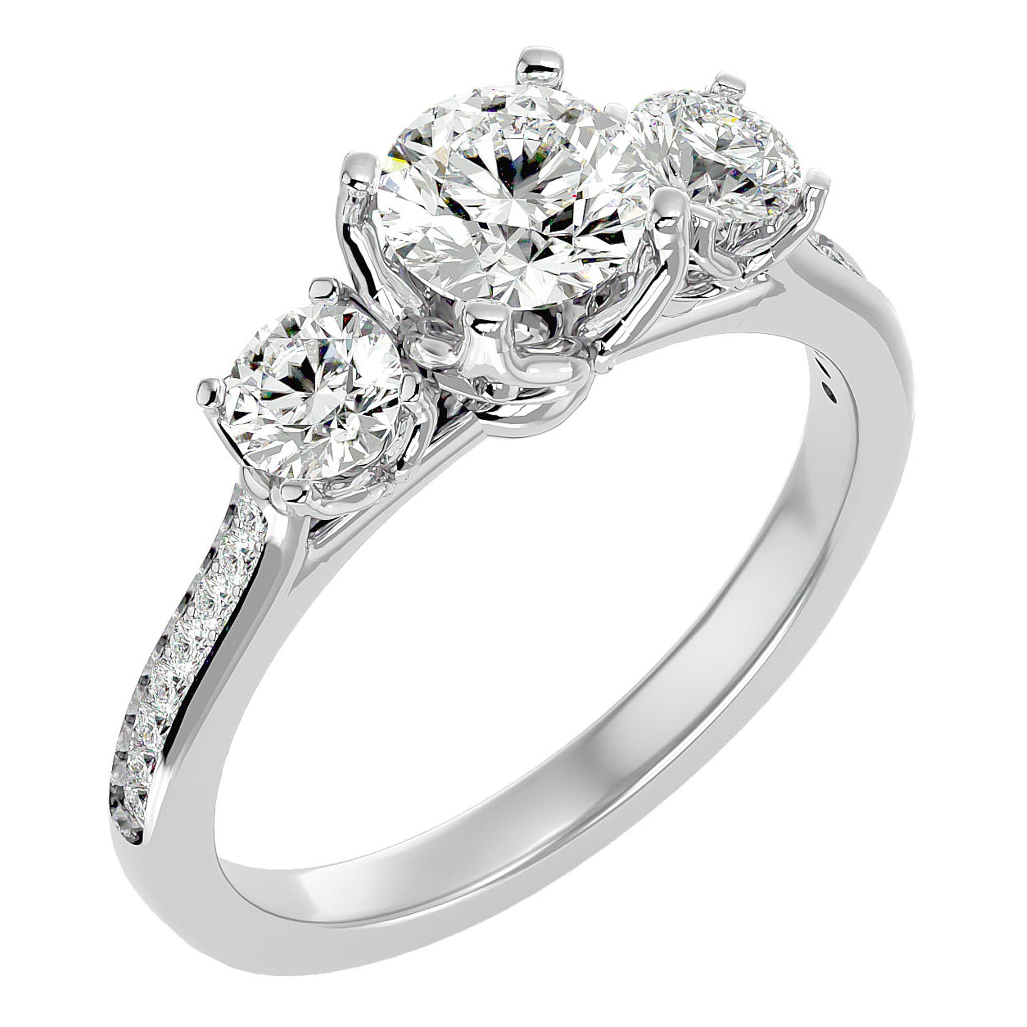 Inel de Logodnă cu Trei Diamante Naturale Pavè de 1.80 ct din Platina - Castelo.ro