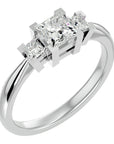 Inel de Logodnă din Aur 14k Cu Trei Diamante Create în Laborator Tăietură Prințesă de 1.00 ct din 14k Aur Alb - Castelo.ro