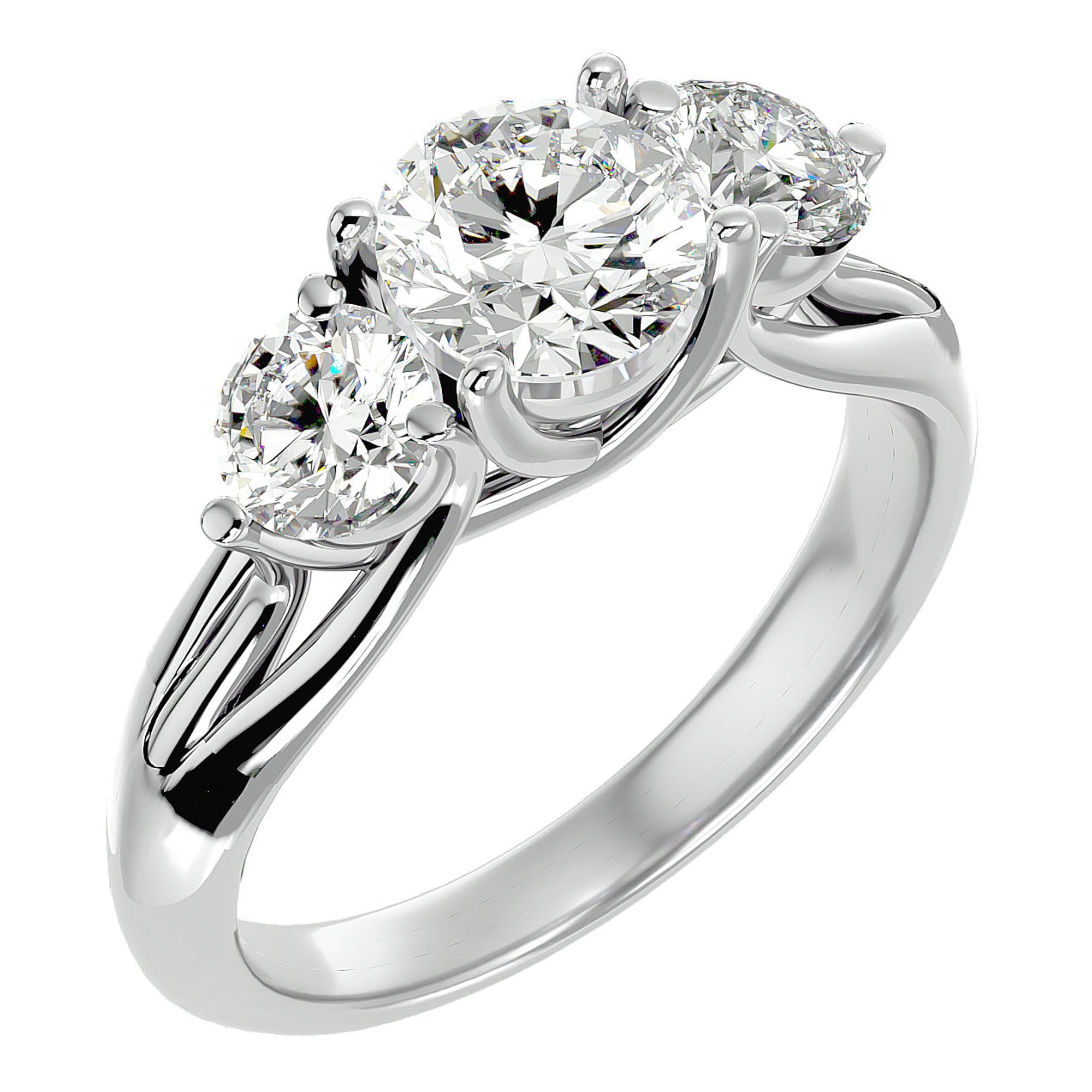 Inel de Logodnă cu Trei Moissanite de 2.22 ct din Platina - Castelo.ro