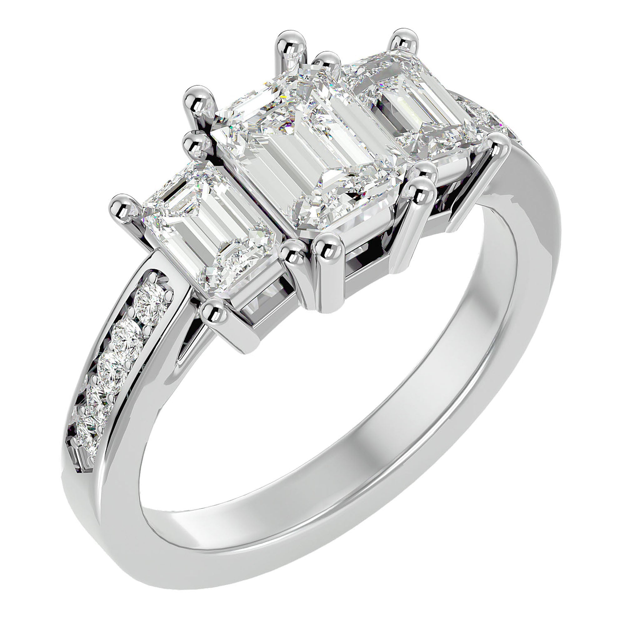 Inel de Logodnă Trei Moissanite de 2.46 ct din Platina - Castelo.ro