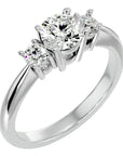 Inel de Logodnă din Aur 14k cu Trei Diamante Naturale Pavè de 1.18 ct din 14k Aur Alb - Castelo.ro