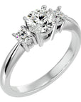 Inel de Logodnă din Aur 14k cu Trei Diamante Create în Laborator Pavè de 1.18 ct din 14k Aur Alb - Castelo.ro