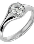 Inel de Logodnă Retro din Aur 14k cu Diamante Naturale Brilliant Halo de 0.54 ct din 14k Aur Alb - Castelo.ro