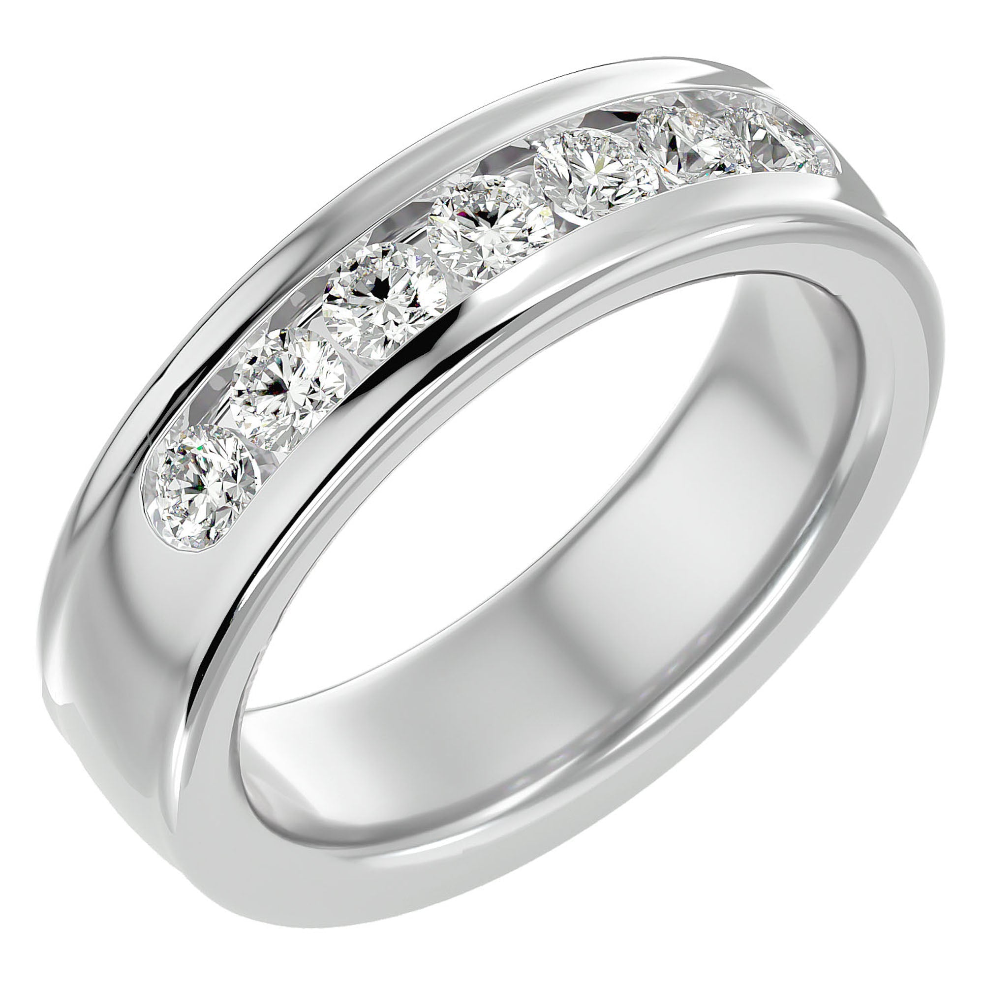 Verighetă din Aur 14k cu Bandă De Diamante Naturale de 1.03 ct din 14k Aur Alb - Castelo.ro