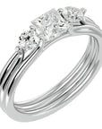 Inel Triplu de Logodnă Cu Trei Moissanite de 0.96 ct din Platina - Castelo.ro