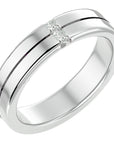 Verighetă din Aur 14k cu Tăietură si Diamante Naturale de 0.14 ct din 14k Aur Alb - Castelo.ro