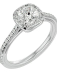 Inel de Logodnă Halo Pavé din Aur 14k cu Moissanite de 1.79 ct din 14k Aur Alb - Castelo.ro