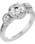 Inel de Logodnă Vintage Cu Trei Moissanite de 1.43 ct din Platina - Castelo.ro