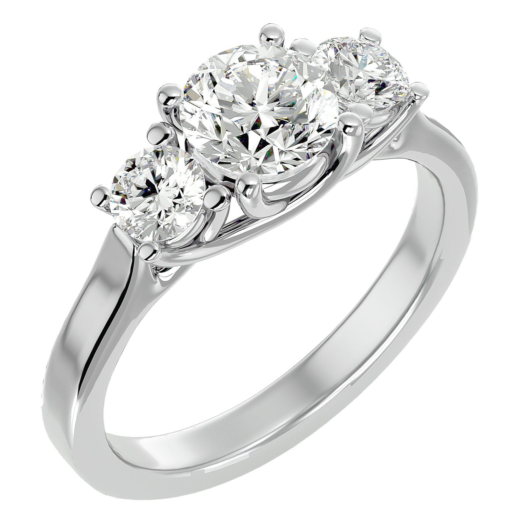 Inel de Logodnă Renée cu Trei Moissanite de 1.95 ct din Platina - Castelo.ro