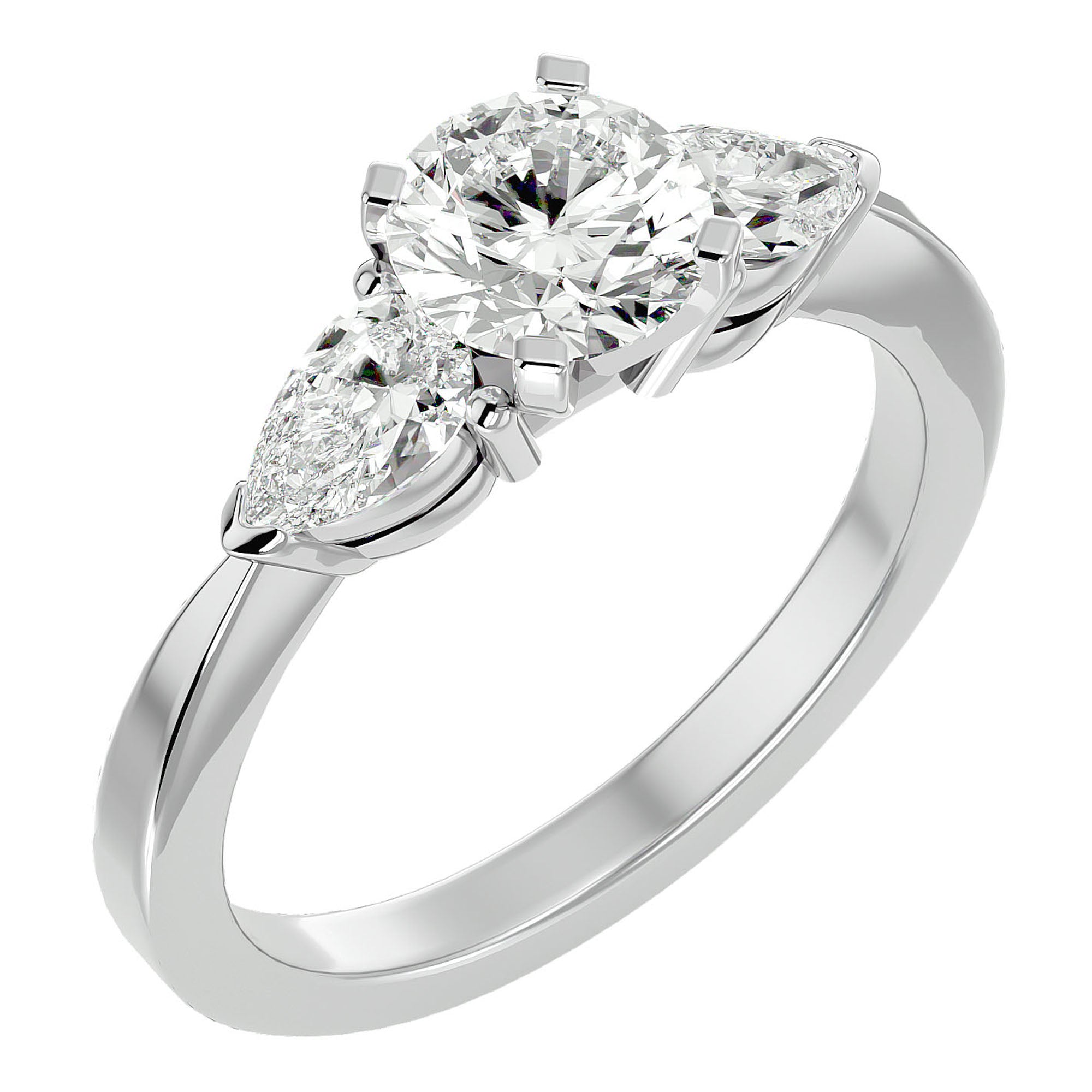Inel de Logodnă Hélène cu Trei Moissanite de 2.18 ct din Platina - Castelo.ro