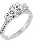 Inel de Logodnă din Aur 14k cu Trei Diamante Create în Laborator Pavè de 1.80 ct din 14k Aur Alb - Castelo.ro