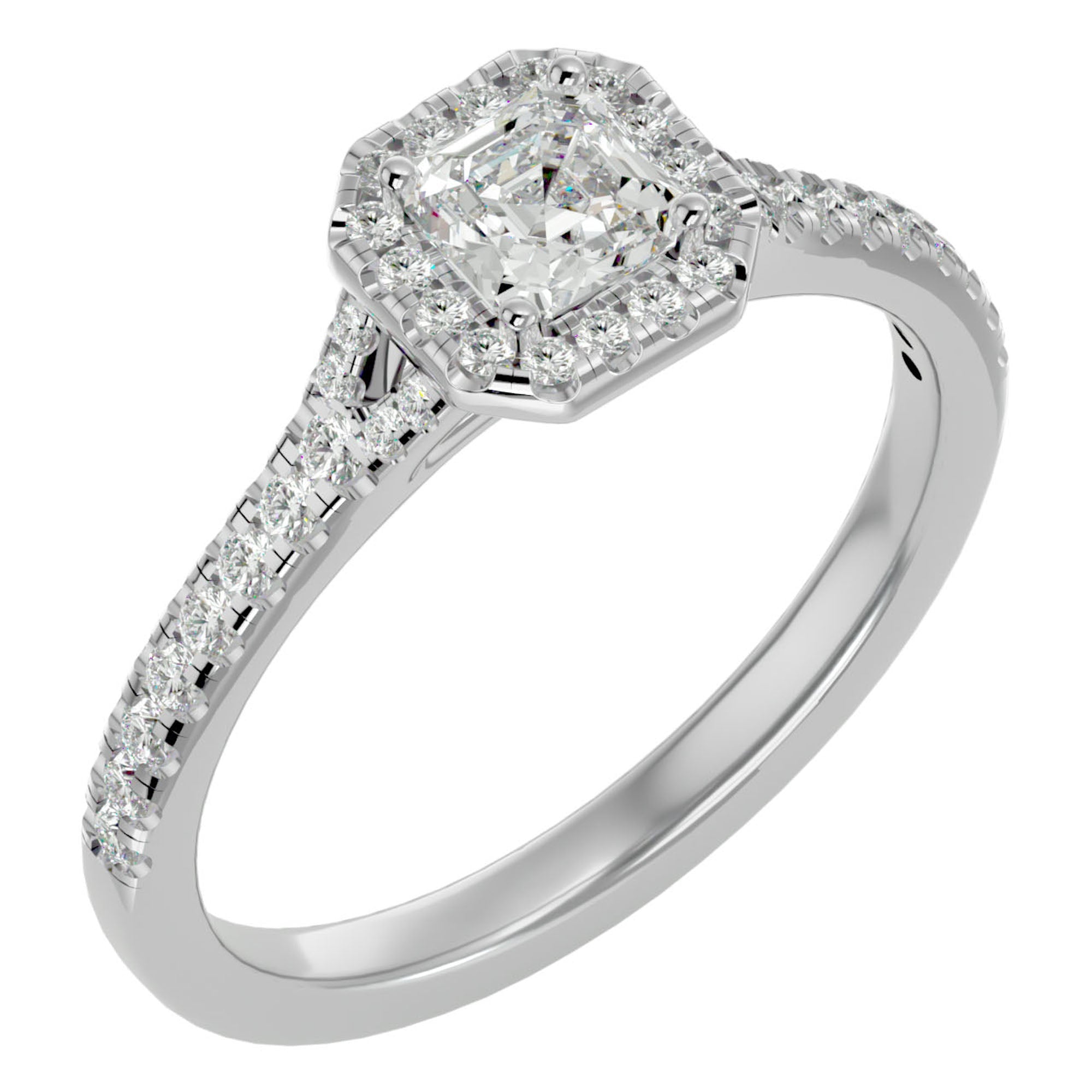 Inel de Logodnă Retro Pavé cu Diamante Naturale de 0.46 ct din Platina - Castelo.ro
